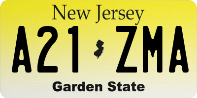 NJ license plate A21ZMA