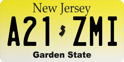NJ license plate A21ZMI