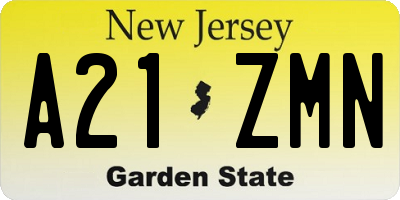 NJ license plate A21ZMN