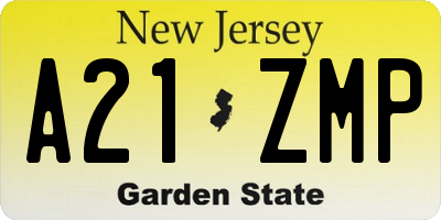 NJ license plate A21ZMP