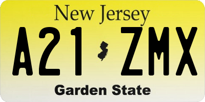 NJ license plate A21ZMX