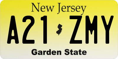 NJ license plate A21ZMY