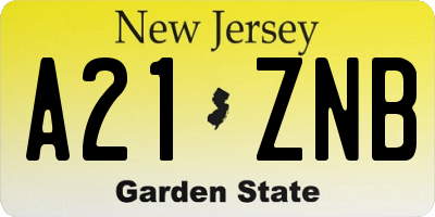 NJ license plate A21ZNB