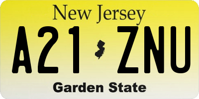 NJ license plate A21ZNU