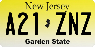 NJ license plate A21ZNZ