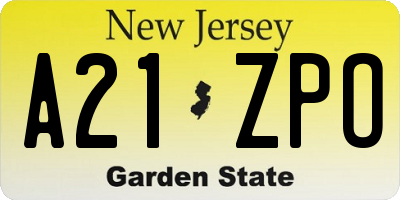 NJ license plate A21ZPO