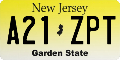 NJ license plate A21ZPT