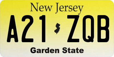 NJ license plate A21ZQB