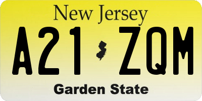 NJ license plate A21ZQM