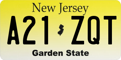 NJ license plate A21ZQT