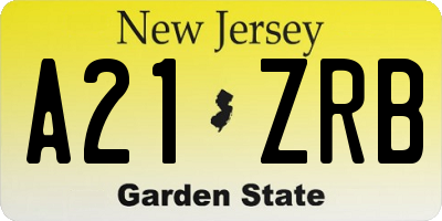 NJ license plate A21ZRB