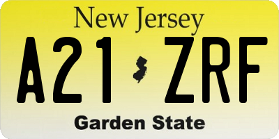 NJ license plate A21ZRF