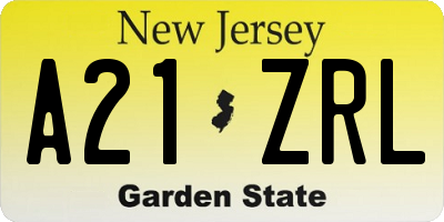 NJ license plate A21ZRL
