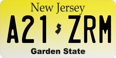 NJ license plate A21ZRM
