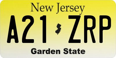 NJ license plate A21ZRP