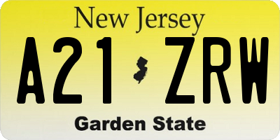 NJ license plate A21ZRW