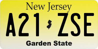 NJ license plate A21ZSE