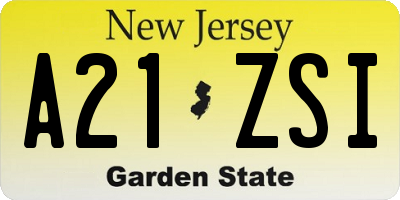 NJ license plate A21ZSI