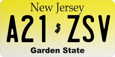 NJ license plate A21ZSV