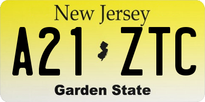 NJ license plate A21ZTC