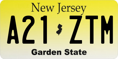 NJ license plate A21ZTM