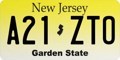 NJ license plate A21ZTO
