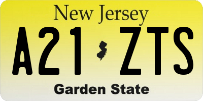 NJ license plate A21ZTS