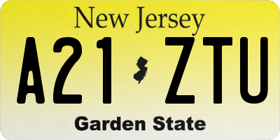 NJ license plate A21ZTU
