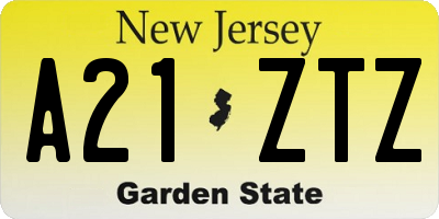 NJ license plate A21ZTZ