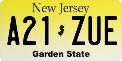 NJ license plate A21ZUE