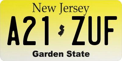 NJ license plate A21ZUF