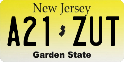 NJ license plate A21ZUT