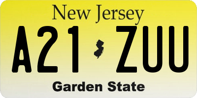 NJ license plate A21ZUU