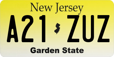 NJ license plate A21ZUZ