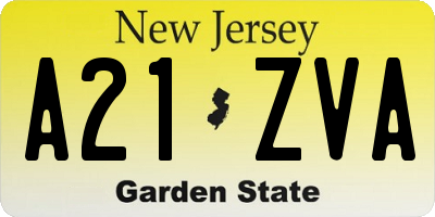 NJ license plate A21ZVA