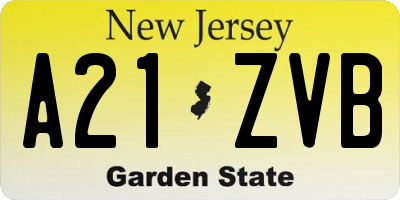 NJ license plate A21ZVB