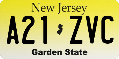 NJ license plate A21ZVC