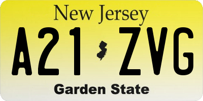 NJ license plate A21ZVG