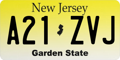 NJ license plate A21ZVJ