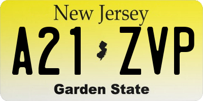 NJ license plate A21ZVP