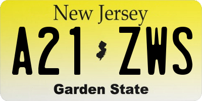 NJ license plate A21ZWS
