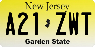 NJ license plate A21ZWT
