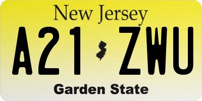NJ license plate A21ZWU