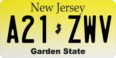 NJ license plate A21ZWV
