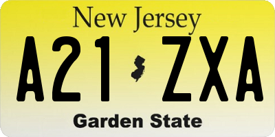 NJ license plate A21ZXA