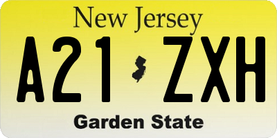NJ license plate A21ZXH