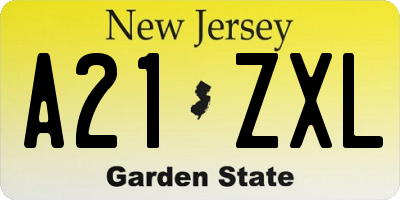 NJ license plate A21ZXL