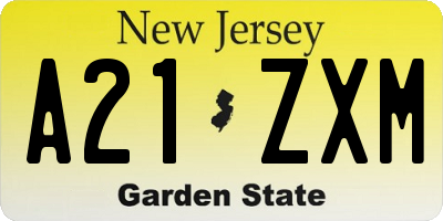NJ license plate A21ZXM
