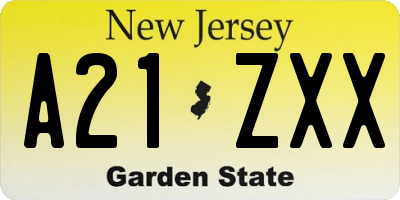NJ license plate A21ZXX