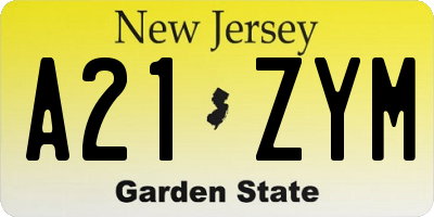 NJ license plate A21ZYM